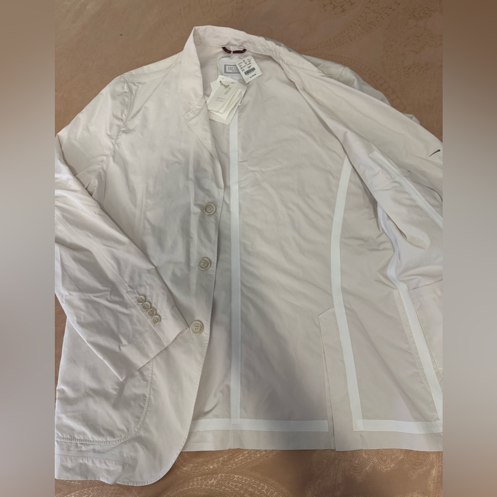 Brunello Cucinelli Mens White Nylon Jacket Sz 50/L - Picture 8 of 13